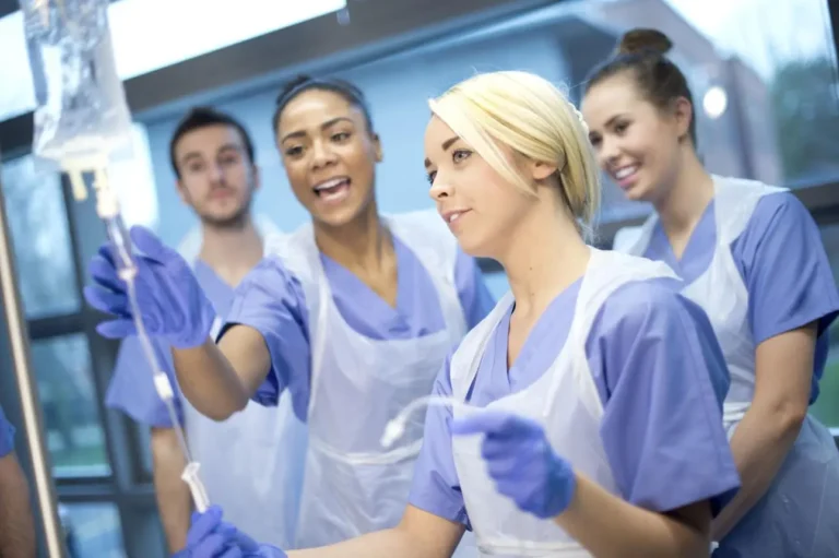 Nursing student performing intravenous therapy training at Ideal Institute of Nursing