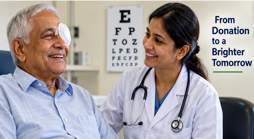 Family receiving information about eye donation and corneal transplantation