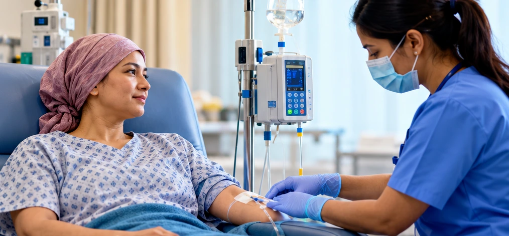Patient receiving radiation therapy as a cancer treatment modality